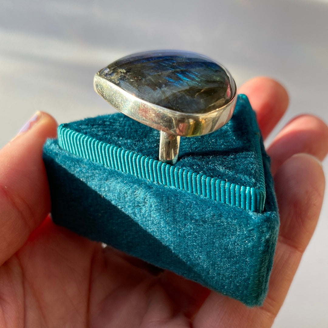 Labradorite Sterling Silver Adjustable Ring - Moon Room Shop and Wellness