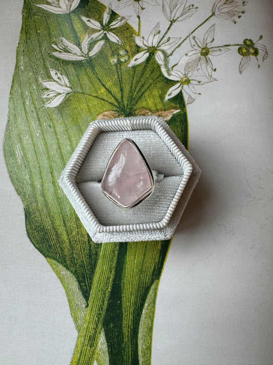 Rose Quartz Sterling Silver Ring Size 6 - Moon Room Shop and Wellness