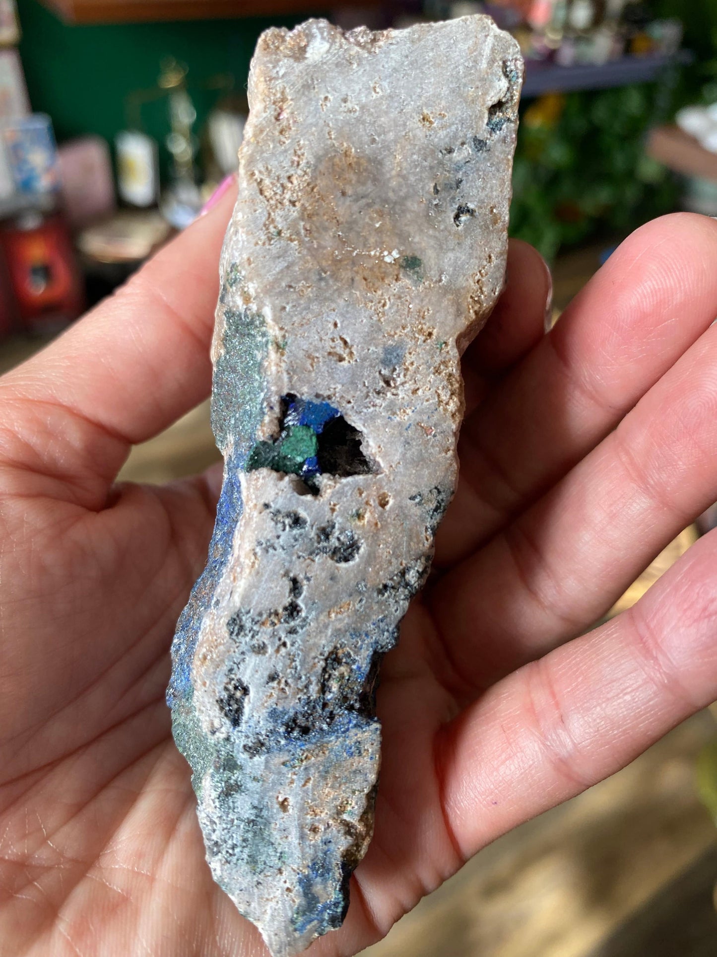 Azurite with Malachite and Cobaltoan Calcite Specimen 227 g Ethically Sourced - Moon Room Shop and Wellness