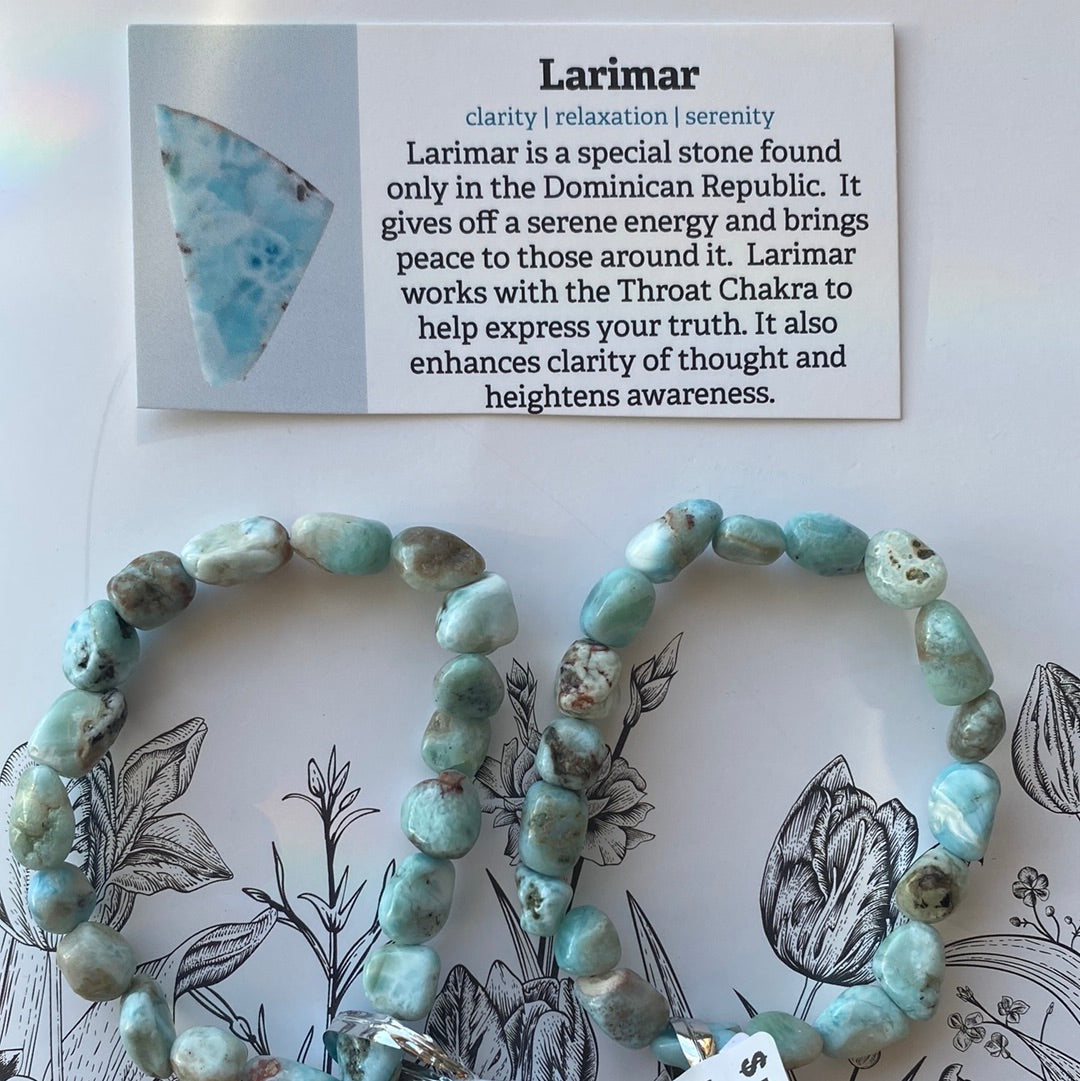 Larimar Nugget Stretch Bracelet 8mm - Moon Room Shop and Wellness