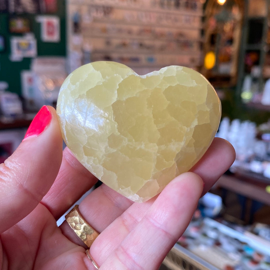 Lemon Calcite Heart 103 Grams - Moon Room Shop and Wellness