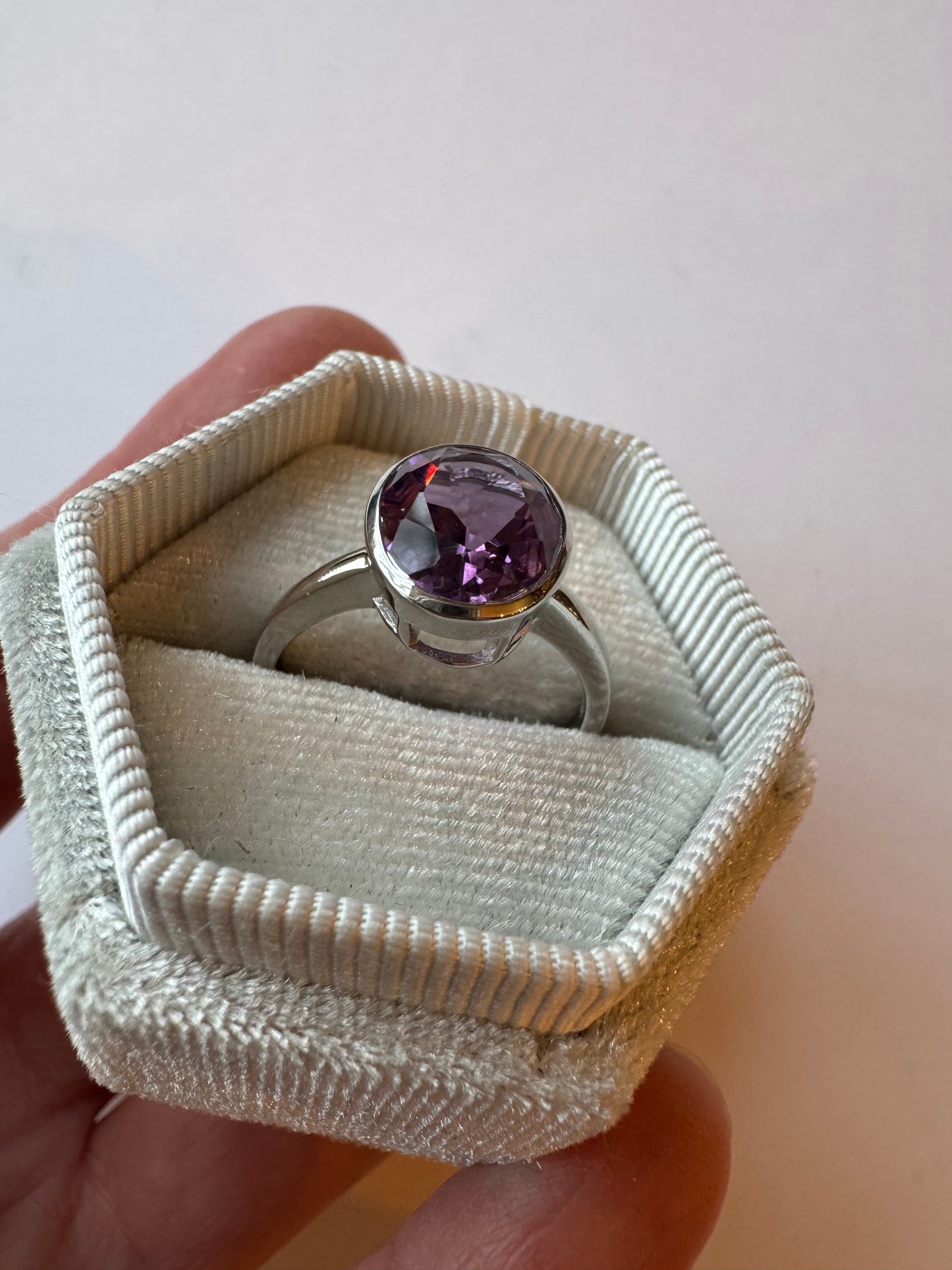 Amethyst Faceted Sterling Silver Ring Size 8 - Moon Room Shop and Wellness