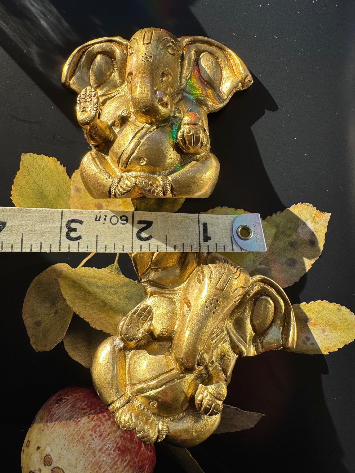 Ganesh Statue Brass Large 2.8 x 2.5 in - Moon Room Shop and Wellness