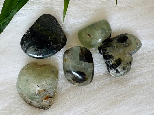 Prehnite with Rutile Tumbled - Moon Room Shop and Wellness