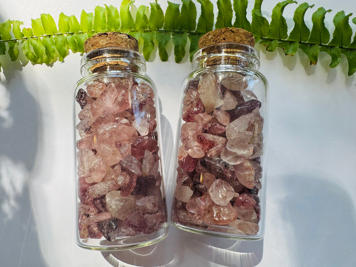 Strawberry 🍓 Quartz Gem Chip 25 ml Glass Jar - Moon Room Shop and Wellness