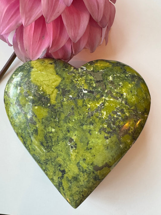 Serpentine with Pyrite Heart 3.29 lb- Mexico- Beauty! - Moon Room Shop and Wellness