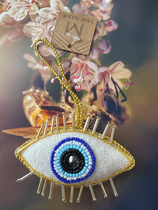 Larissa Plush Evil Eye Felt Ornament - Hand Embroidered - Moon Room Shop and Wellness