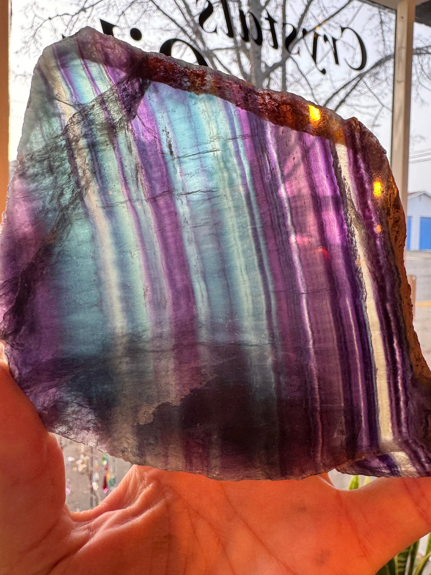 Rainbow Fluorite Slab 318 g with Stand Beauty!