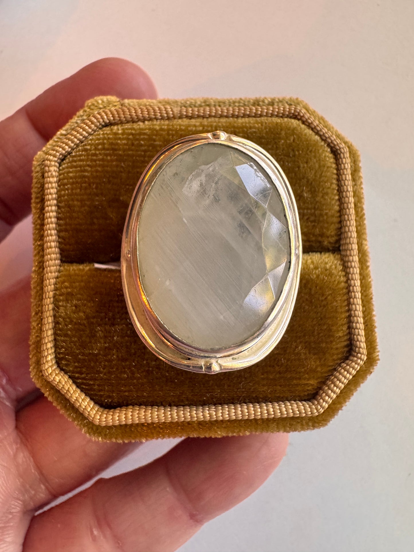 Moonstone Sterling SIlver Plated Brass Ring Size 7,8,9