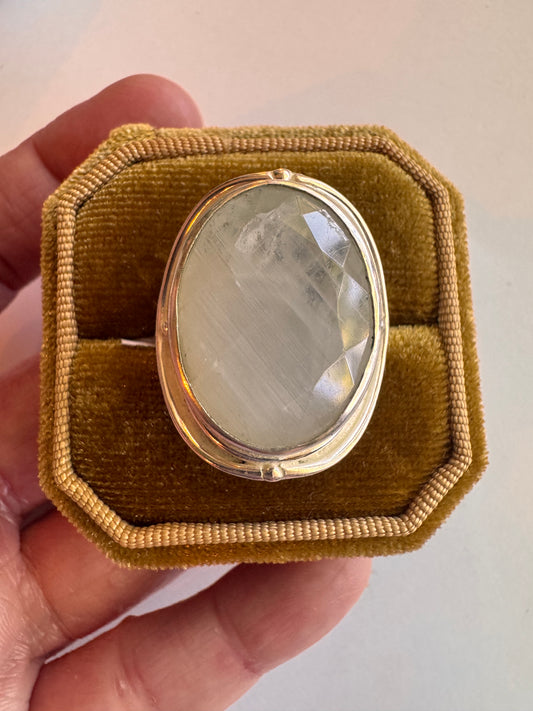 Moonstone Sterling SIlver Plated Brass Ring Size 7,8,9 - Moon Room Shop and Wellness