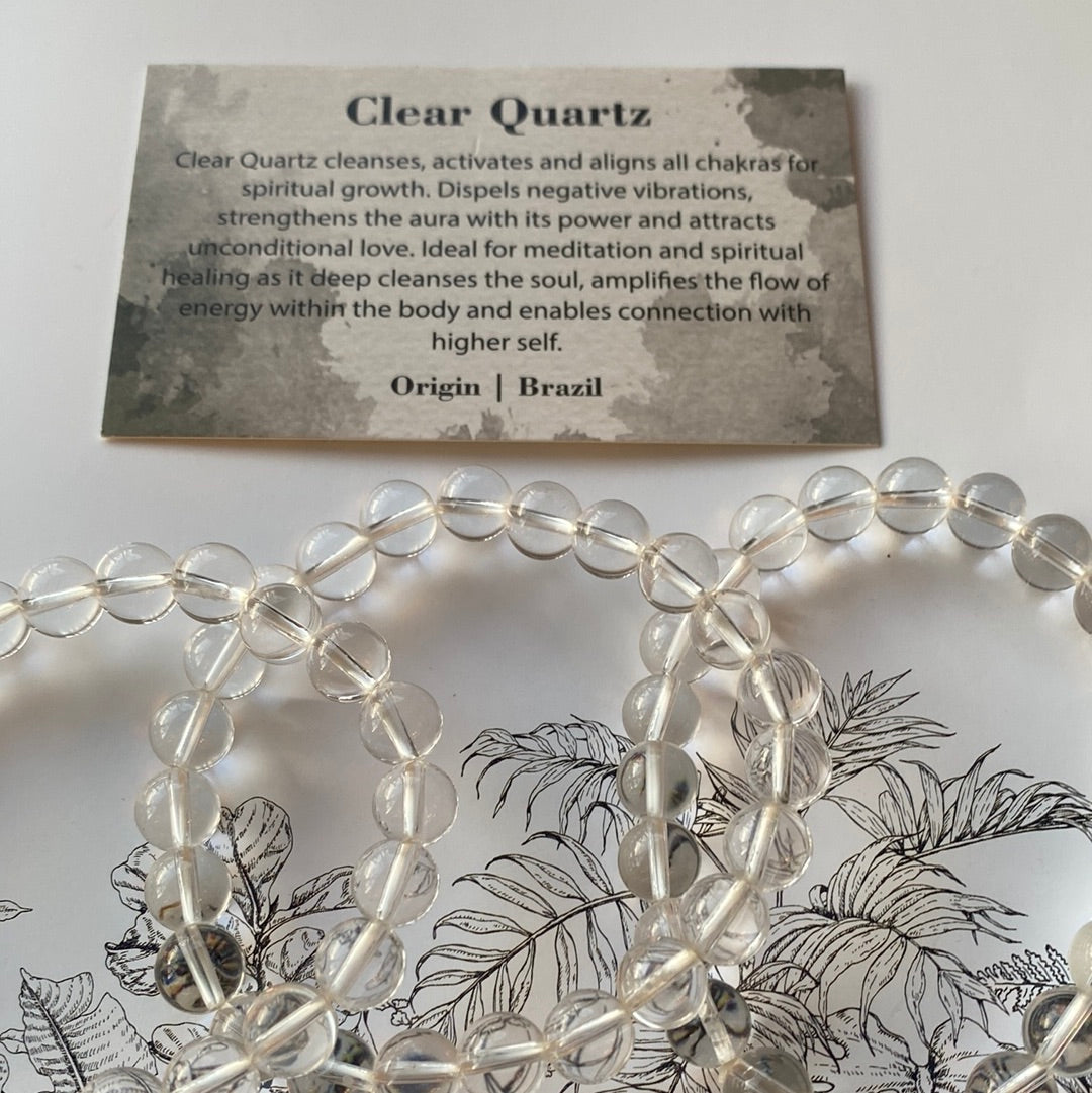 Clear Quartz 8mm Stretch Bracelet - Moon Room Shop and Wellness