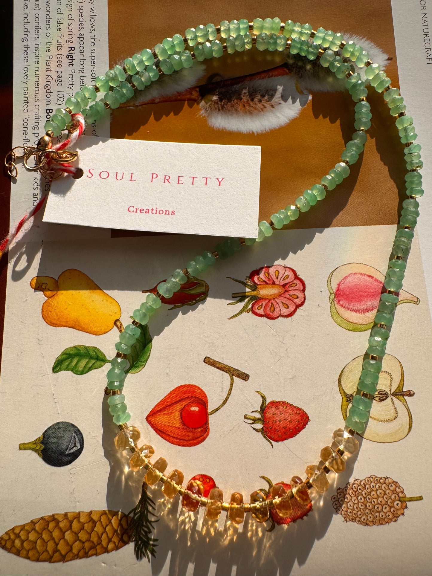 Soul Pretty Citrine + Chrysoprase  Faceted Gold Fill Handmade Necklace - Moon Room Shop and Wellness