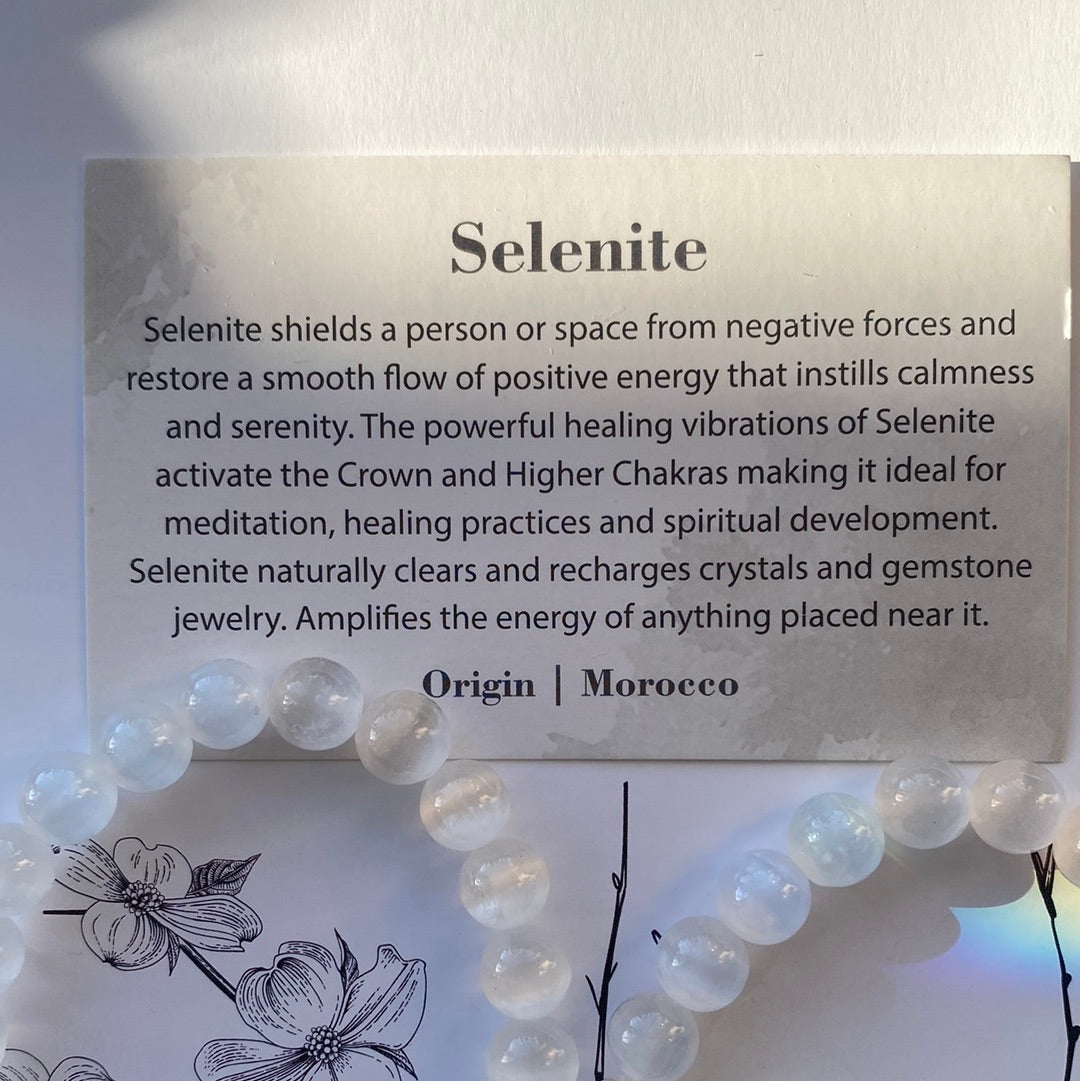 Selenite Stretch Bracelet 8 mm - Moon Room Shop and Wellness