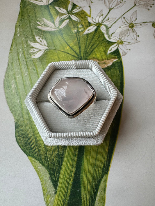 Rose Quartz Sterling Silver Ring Size 8 - Moon Room Shop and Wellness