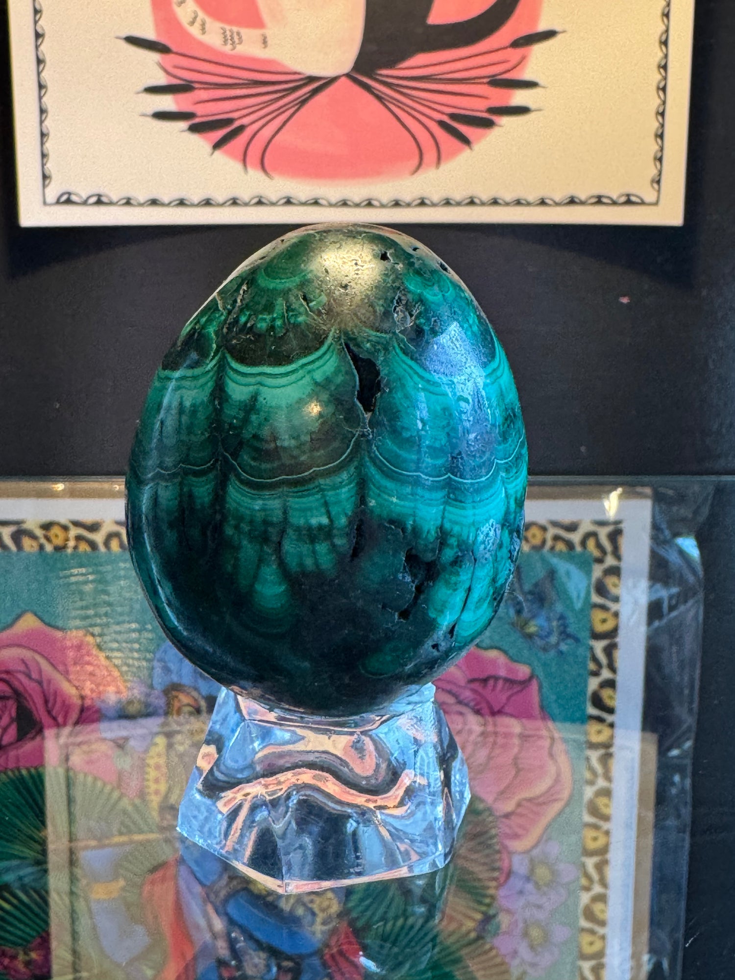 Malachite Egg with Stand 190 g Congo Beauty - Moon Room Shop and Wellness