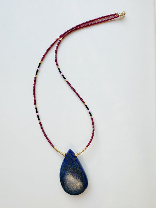 Lapis Lazuli Handmade Necklace Gold Fill - Moon Room Shop and Wellness