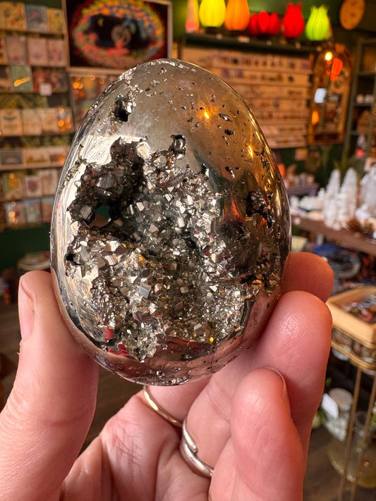 Pyrite Sparkly Egg 363 g Peru - Moon Room Shop and Wellness