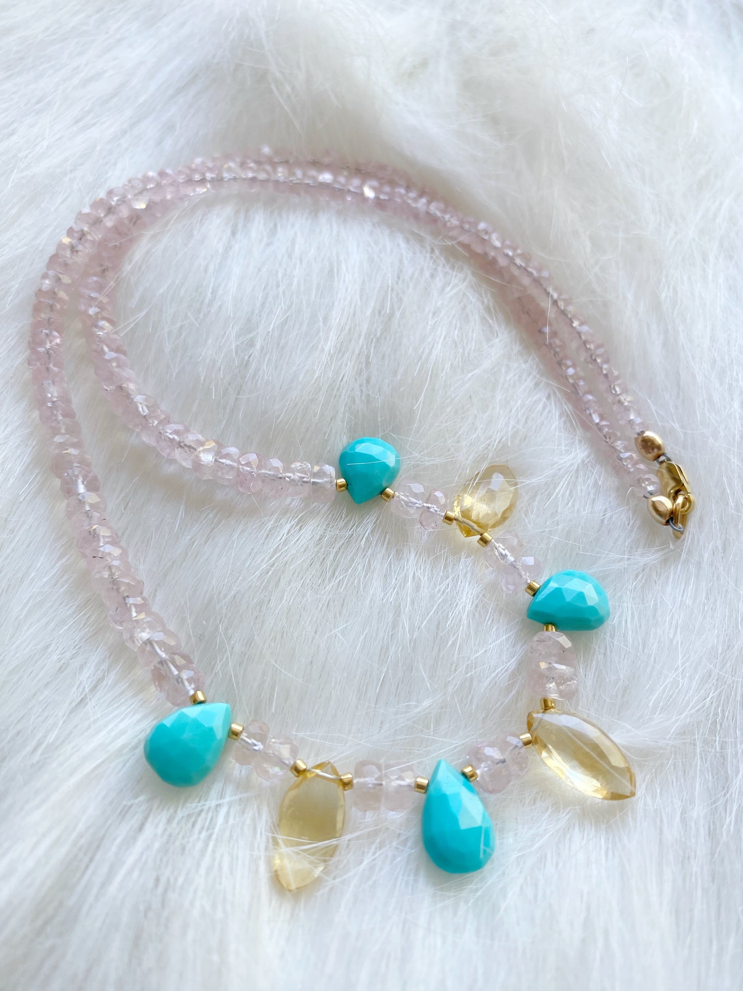 Morganite + Citrine + Turquoise One of a Kind Necklace. - Moon Room Shop and Wellness