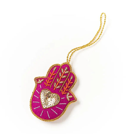 Larissa Plush Hamsa Felt Ornament - Handmade, Embroidered