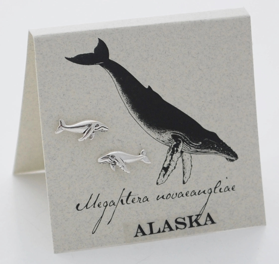 Alaska Whale Stud Earrings - Sterling Silver - Moon Room Shop and Wellness