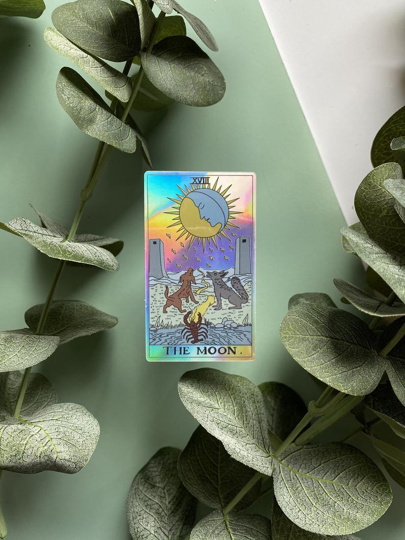The Moon Tarot Card Holographic Sticker - Moon Room Shop and Wellness
