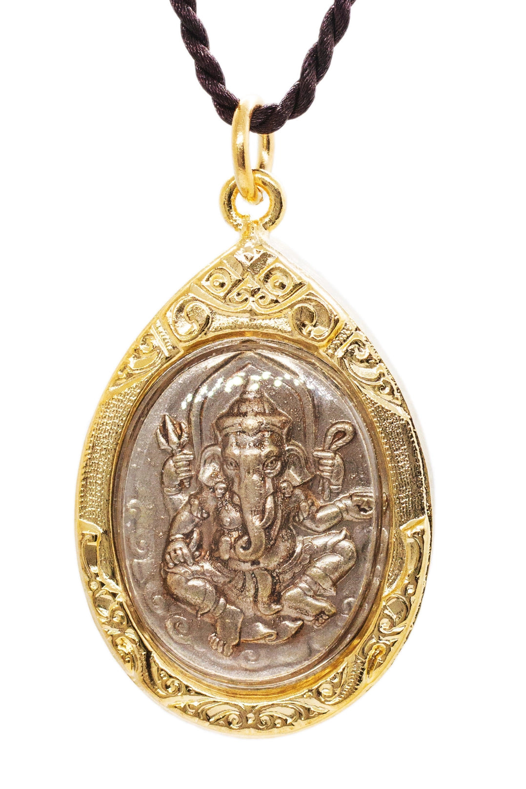Ganesh - with Om Symbol Amulet / Pendant W Necklace - Moon Room Shop and Wellness