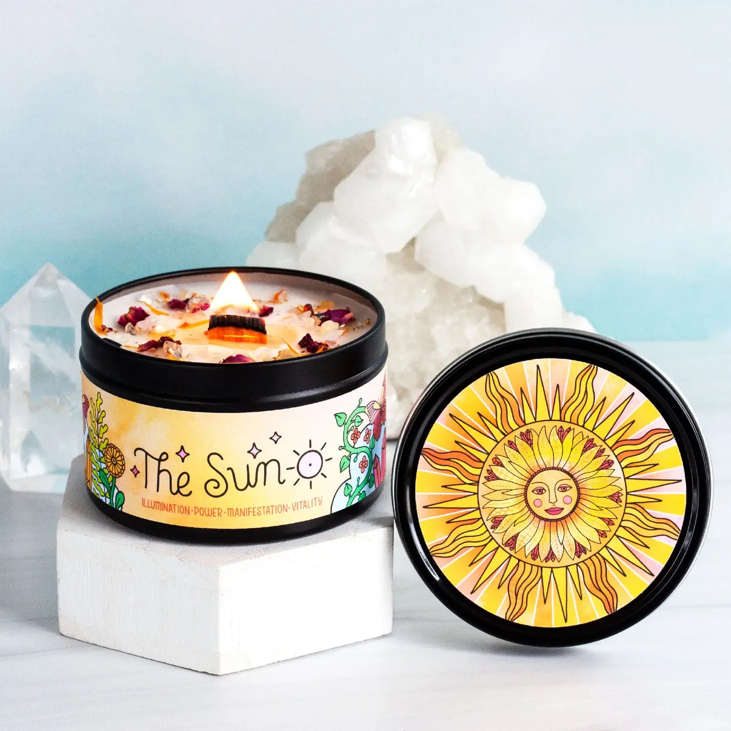 The Sun Aromatherapy Soy Candle - Orange Floral 7oz. - Moon Room Shop and Wellness
