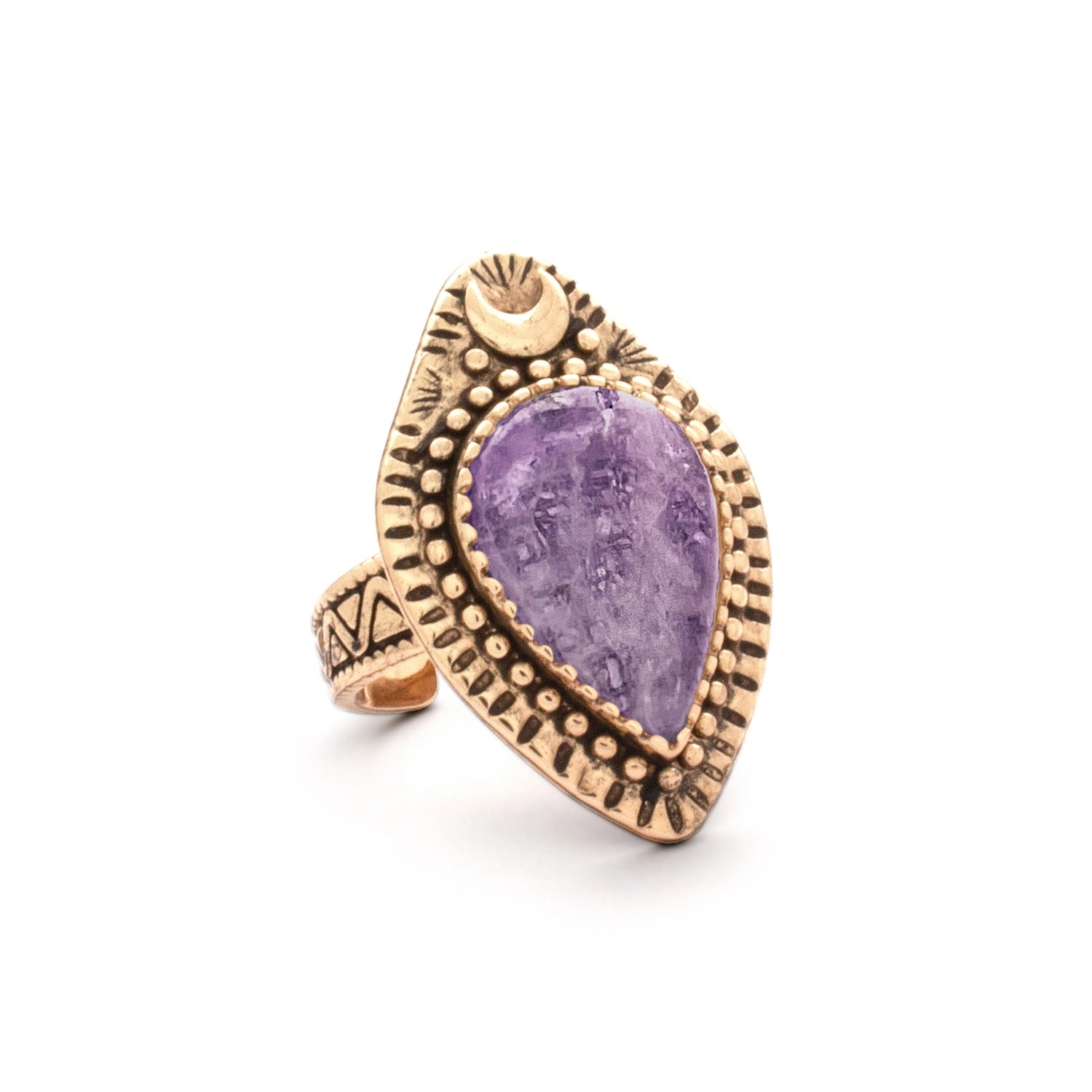 Moonlight Ring | Amethyst | Gold Plated Brass - Moon Room Shop and Wellness