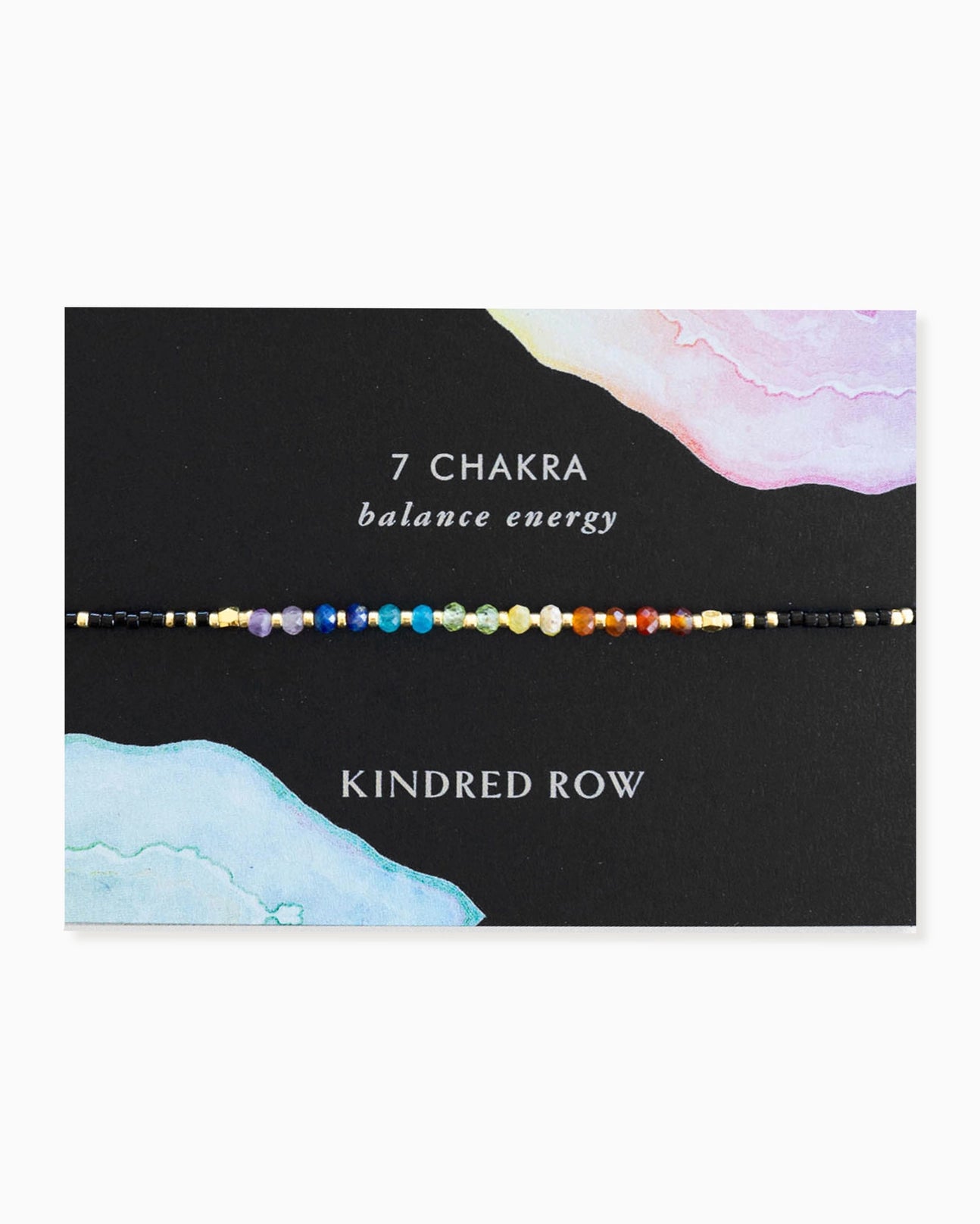 Chakra Rainbow Healing Gemstone Stacking Bracelet, Black - Moon Room Shop and Wellness