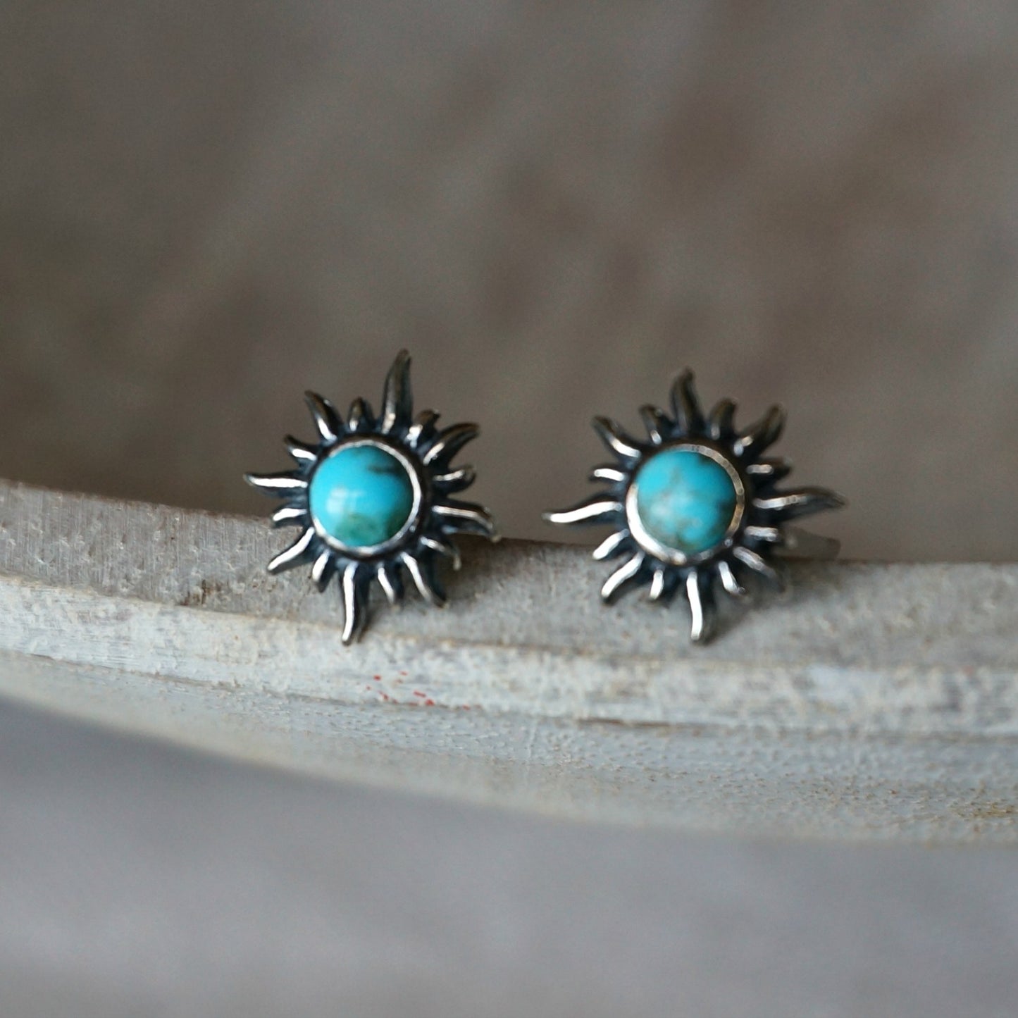 Sunburst Turquoise Earrings - Sterling Silver - Moon Room Shop and Wellness
