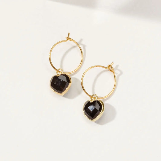 Onyx - Heart Mini Hoop Earrings - Moon Room Shop and Wellness