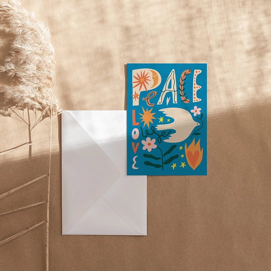 Peace and Love Greeting Card Blank - Moon Room Shop and Wellness