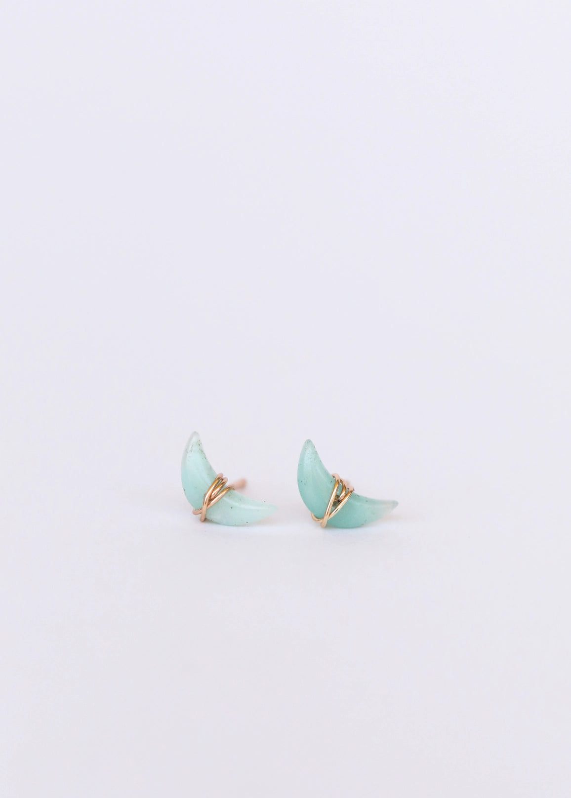 Wire Wrapped Moon - Amazonite - Earring Studs - Moon Room Shop and Wellness