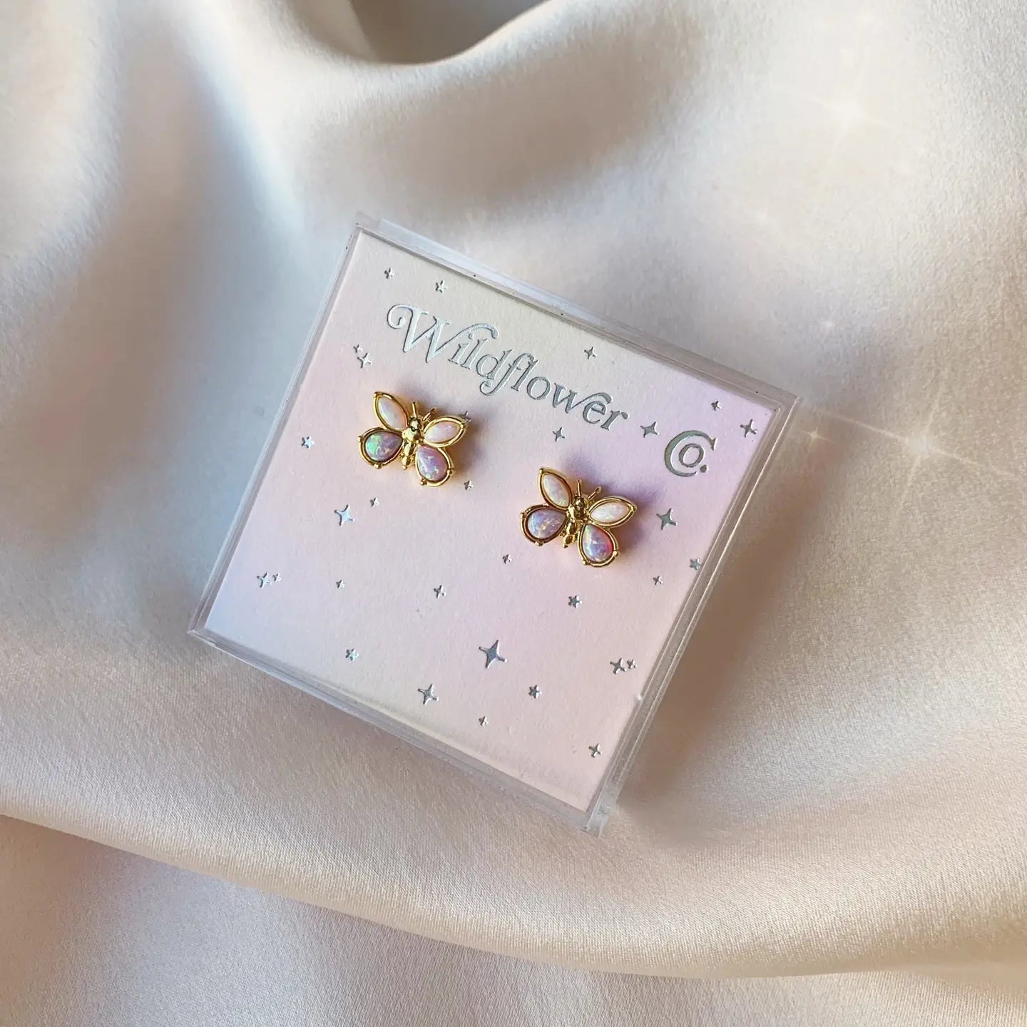 Butterfly Stud Earrings - Opal