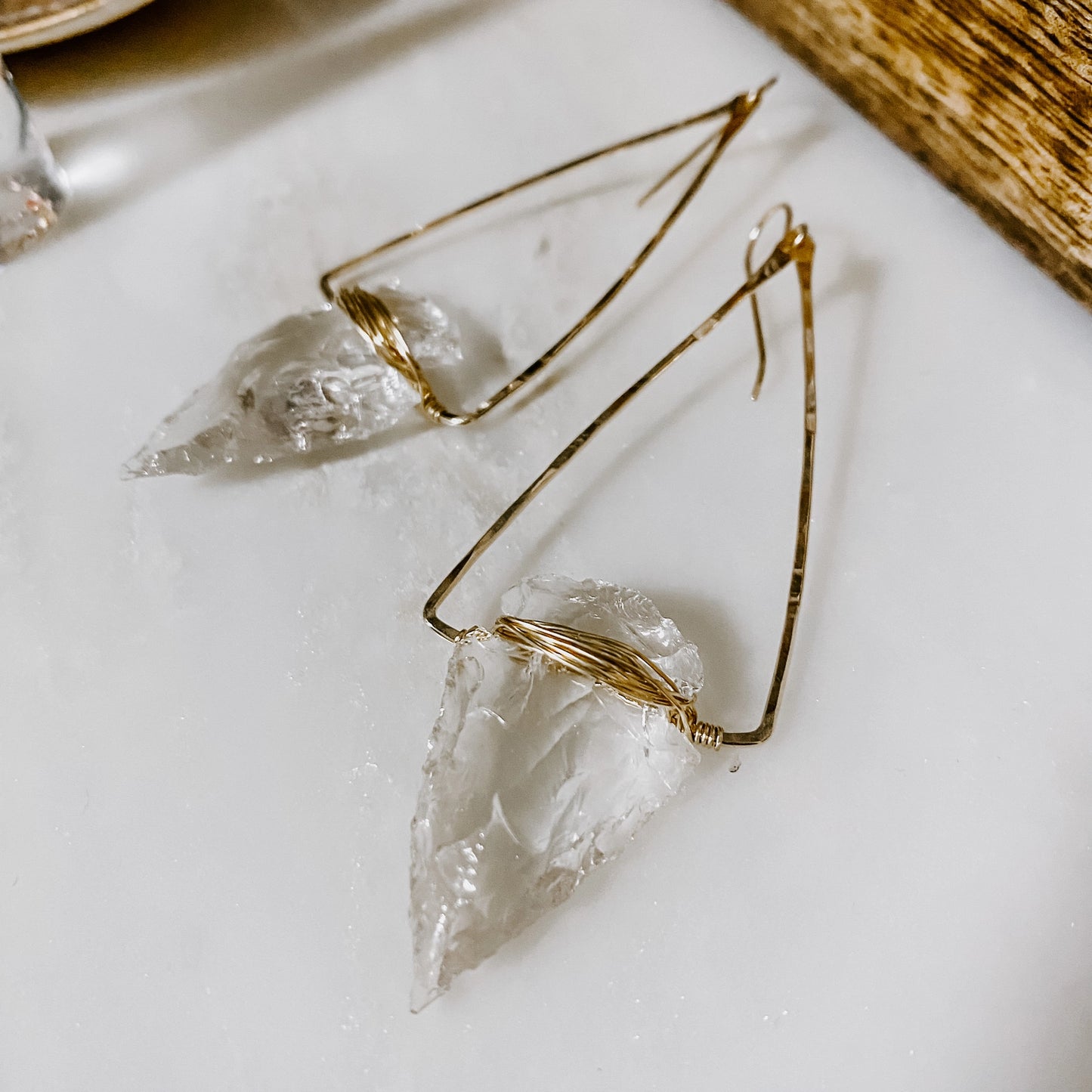Nala Quartz Crystal Arrowhead Earrings- 14kt gold Fill - Moon Room Shop and Wellness