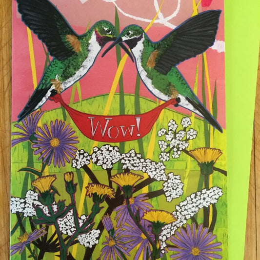WOW Hummingbirds Card -Blank Inside - Moon Room Shop and Wellness
