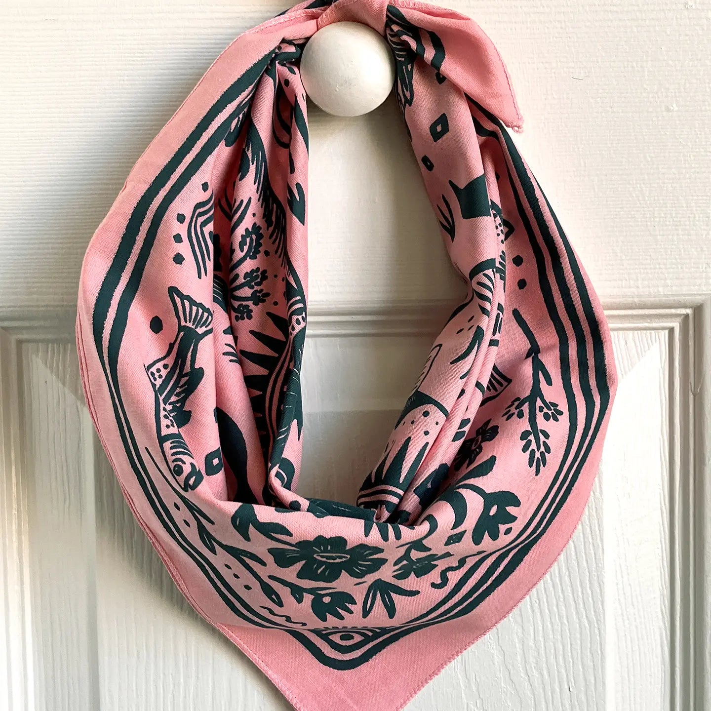 Salmon in Spring Bandana 21x21 inches - Moon Room Shop and Wellness