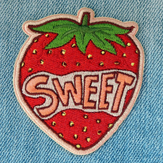 Sweet Strawberry, Retro 70s & 80s Embroidered Iron-On Patch