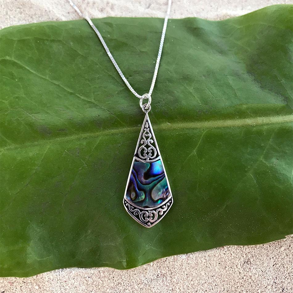 Abalone Filigree Necklace - Sterling Silver - Moon Room Shop and Wellness