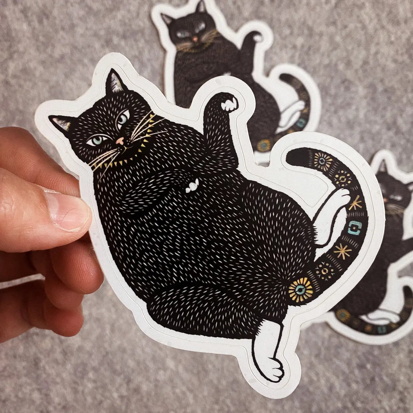 Lazy Cat Glossy Vinyl Sticker - Moon Room Shop and Wellness