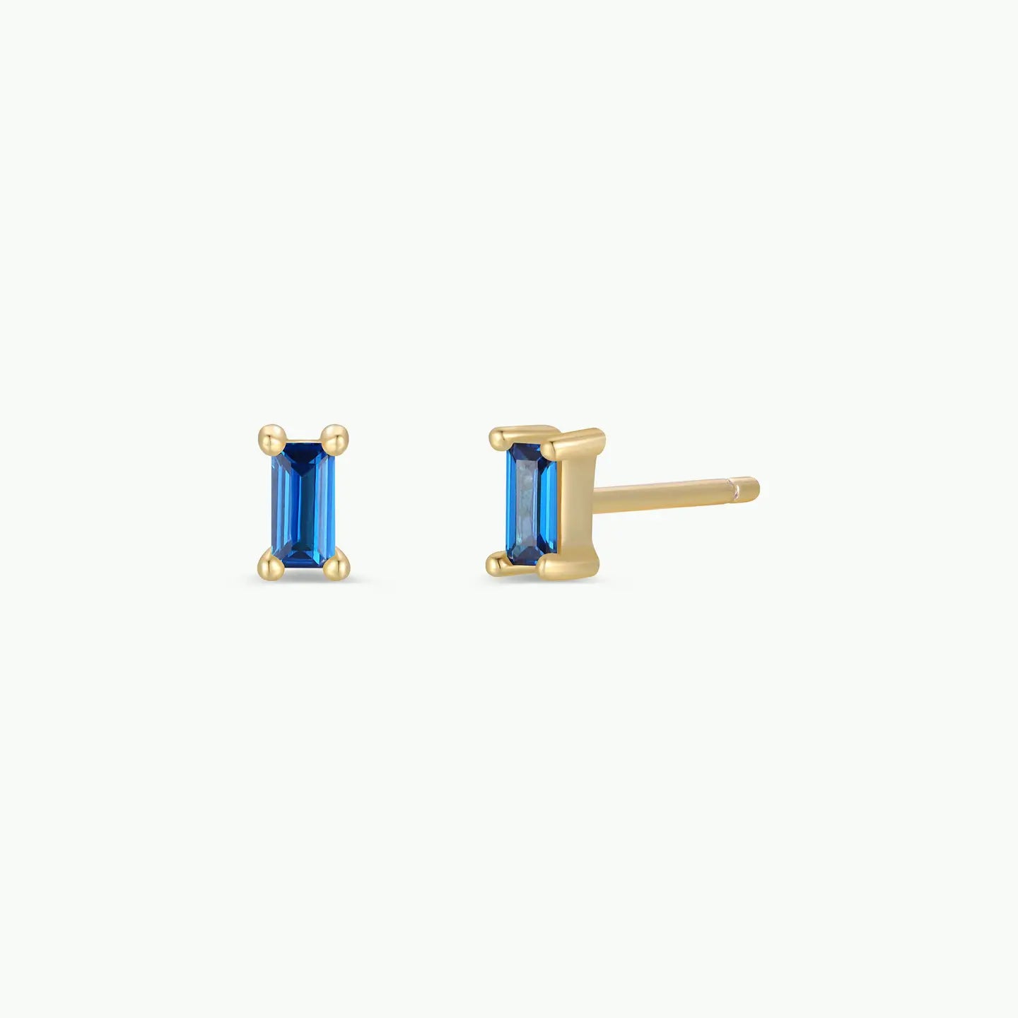 Sapphire Baguette 18kt  Gold Plated Sterling Silver Earrings - Moon Room Shop and Wellness