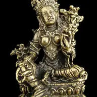 Brass Deity Statuette -Small- Green Tara - Moon Room Shop and Wellness