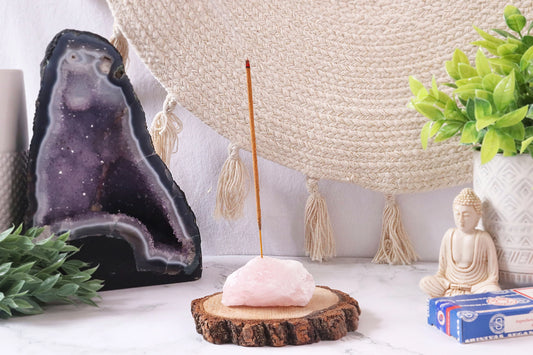 Rose Quartz Incense Stick Holder - Moon Room Shop and Wellness