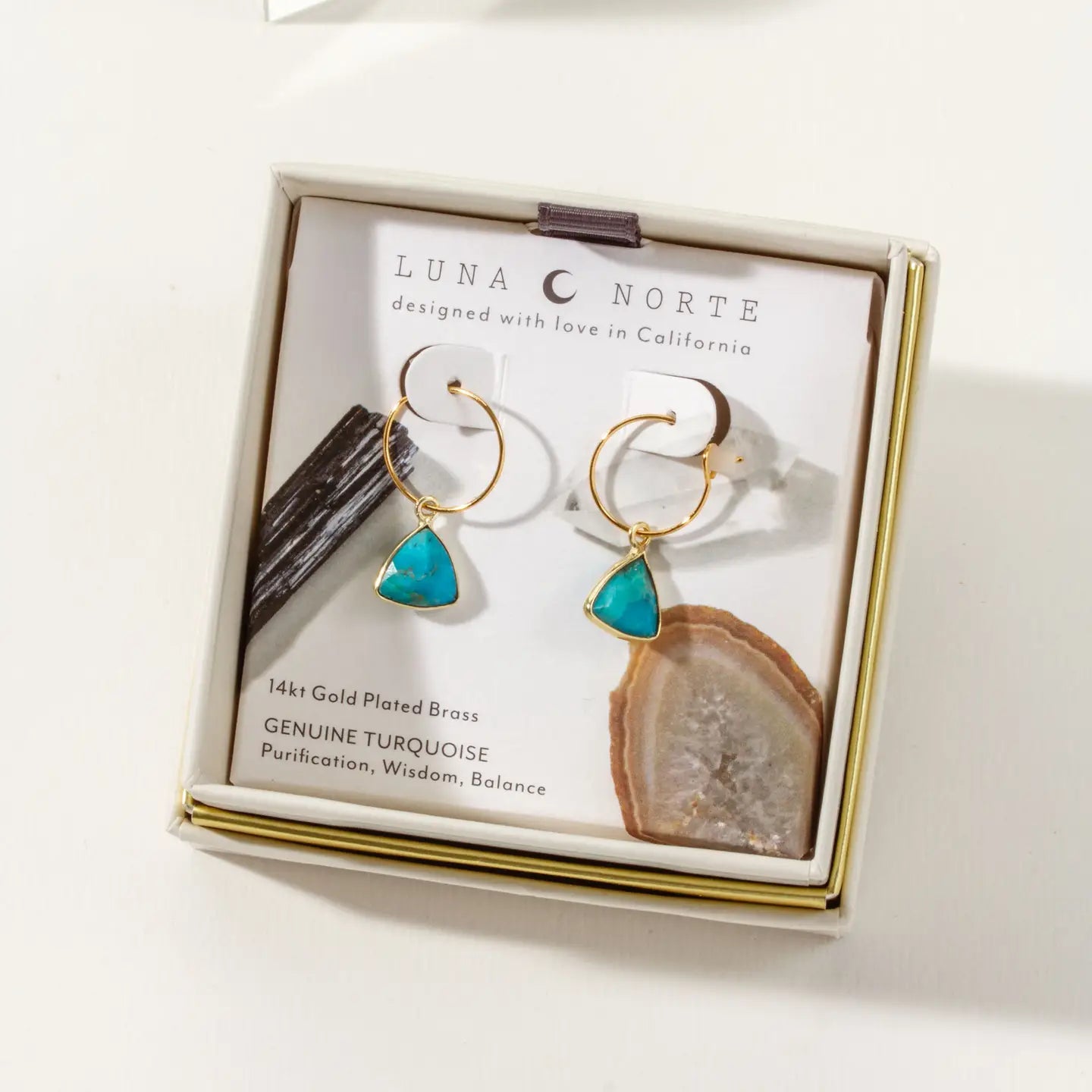 Turquoise-Triangle Mini Hoop Earrings - Moon Room Shop and Wellness