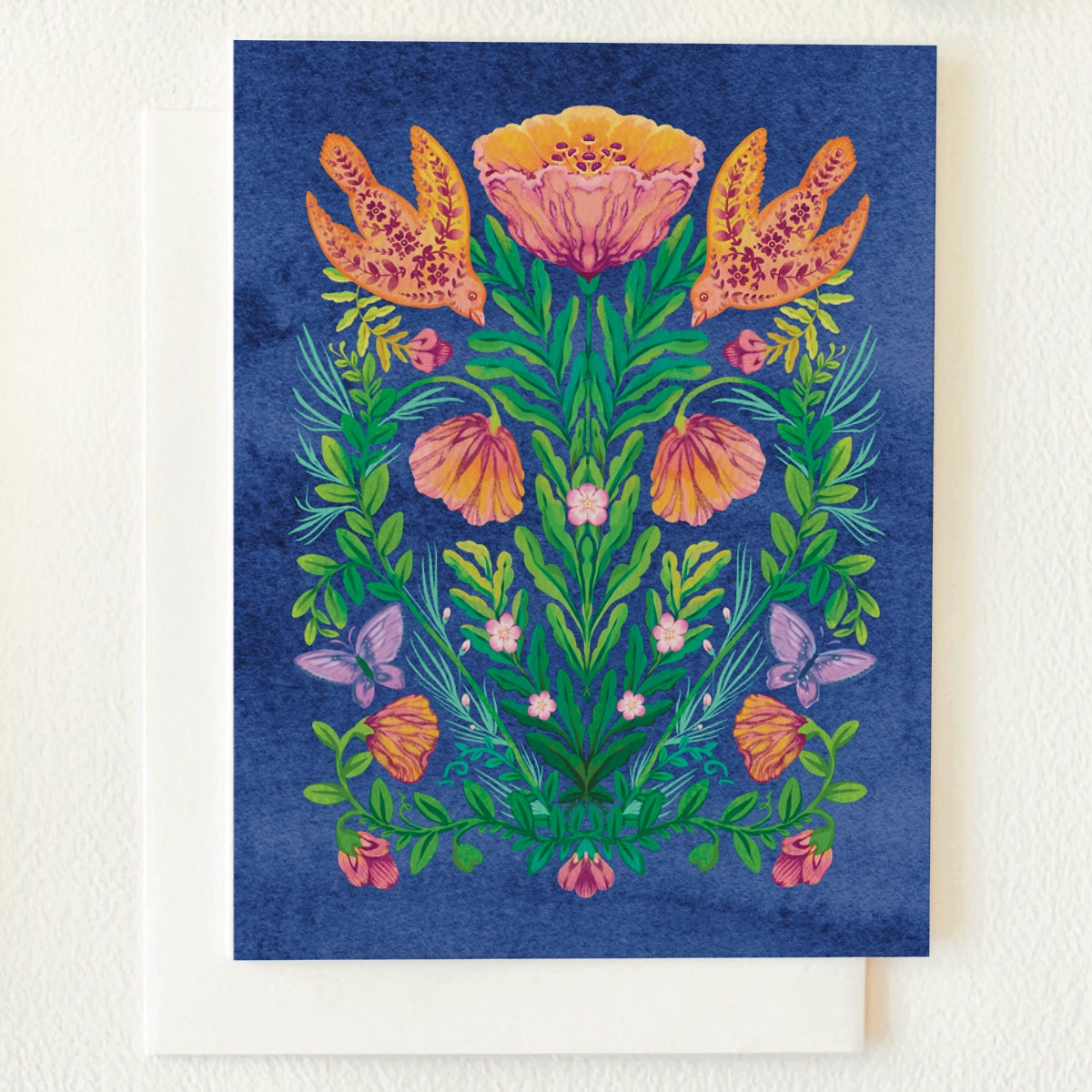 Folk Floral Bloom Blank Greeting Card by Folk Meadow - Moon Room Shop and Wellness