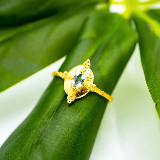 Royal Blue Topaz Ring Gold Plated Sizes 7,8,9 - Moon Room Shop and Wellness