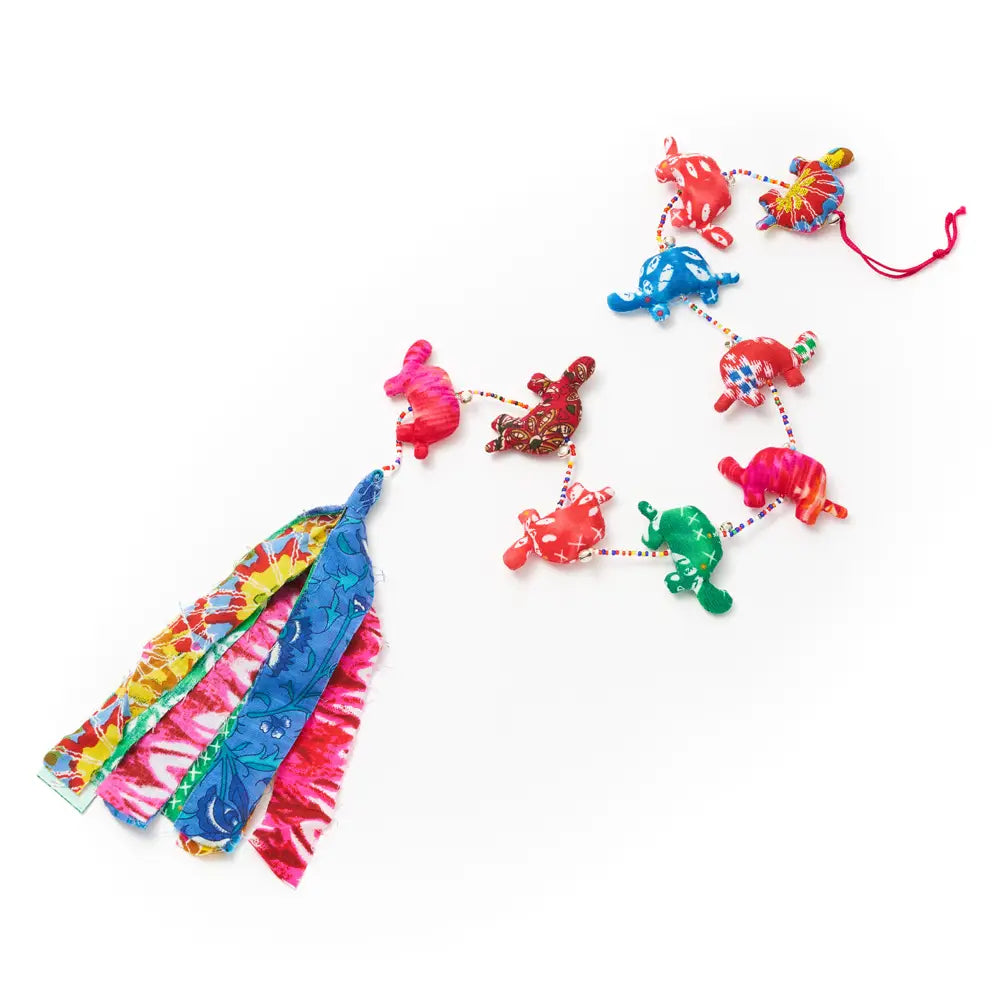 Dulari Turtle Garland Hanging - Upcycled Sari Fabric Decor - Moon Room Shop and Wellness