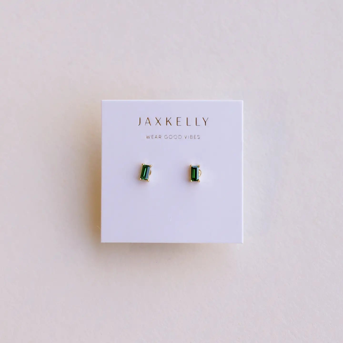 Emerald  Baguette 18kt  Gold Plated Sterling Silver Earrings - Moon Room Shop and Wellness