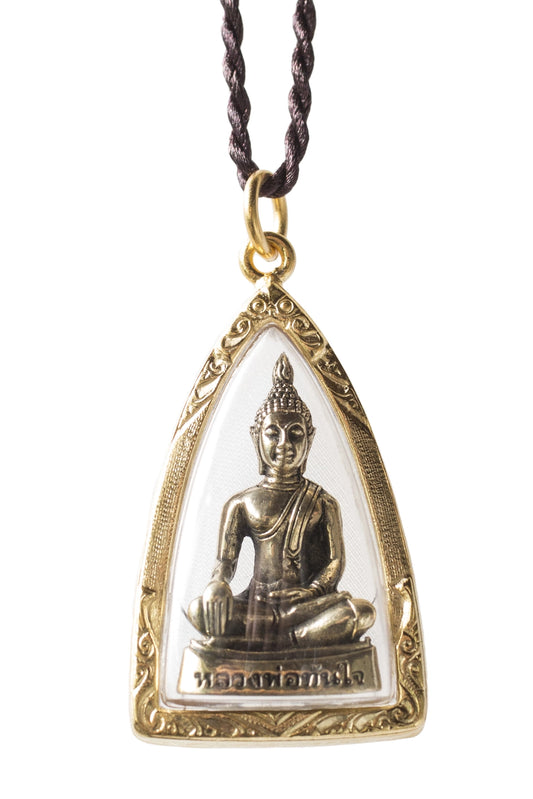 Sukhothai Earth-Touching Buddha Amulet / Pendant w Necklace - Moon Room Shop and Wellness