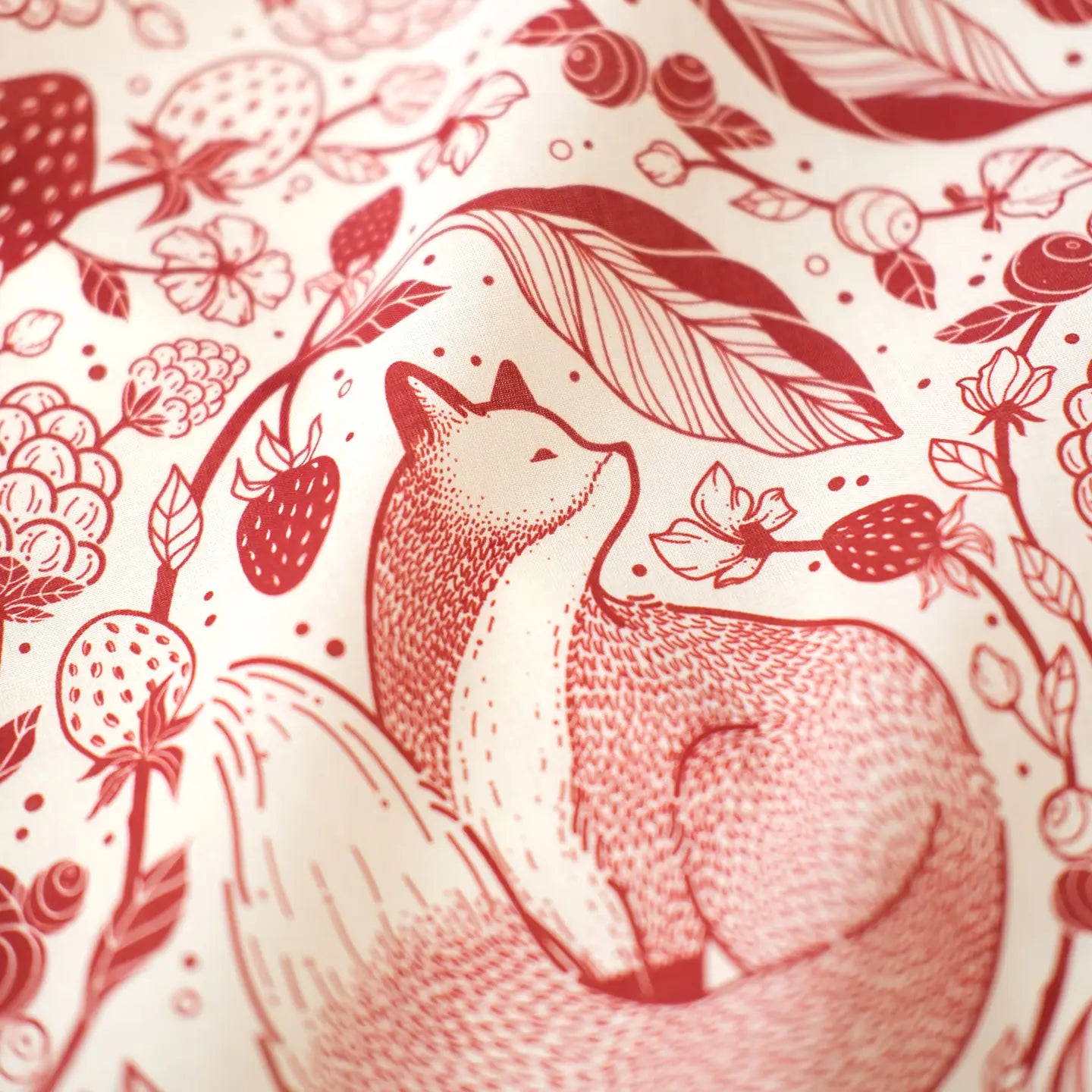 Fox&Berry Bandana Scarf (Off-White) 22"x22"  by sol&mar art co. - Moon Room Shop and Wellness